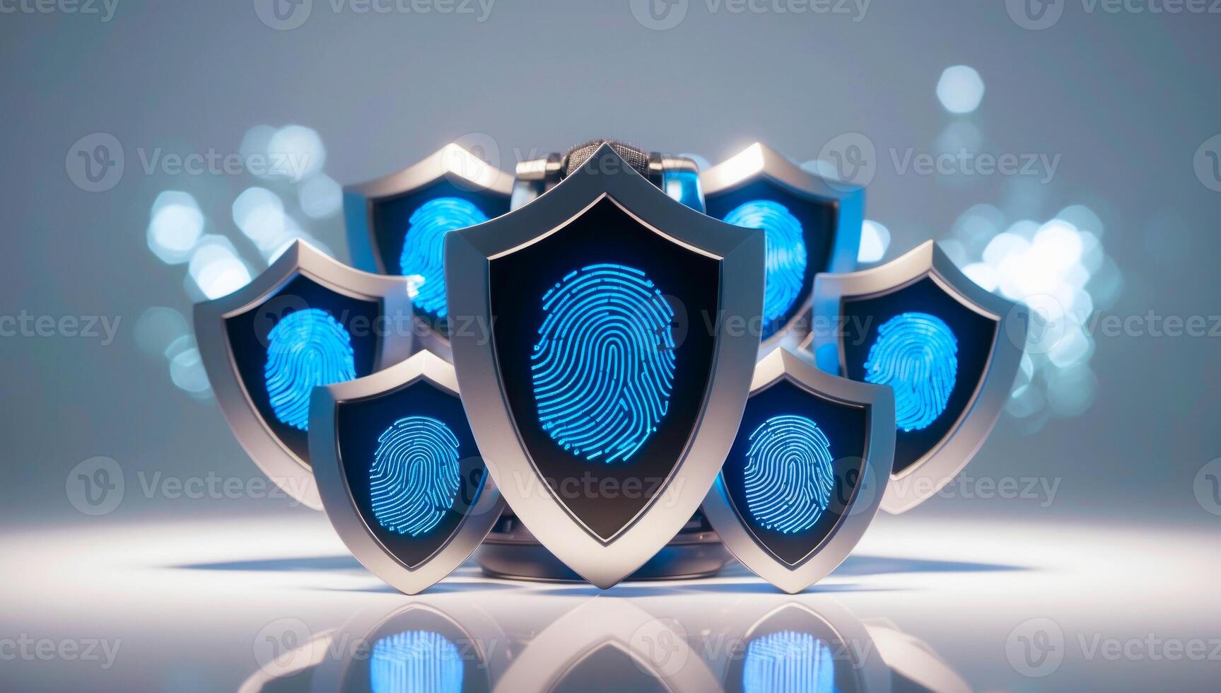 Futuristic cyber security padlock with a blue glow, featuring binary code in green and blue on a black background, symbolizing digital protection. photo