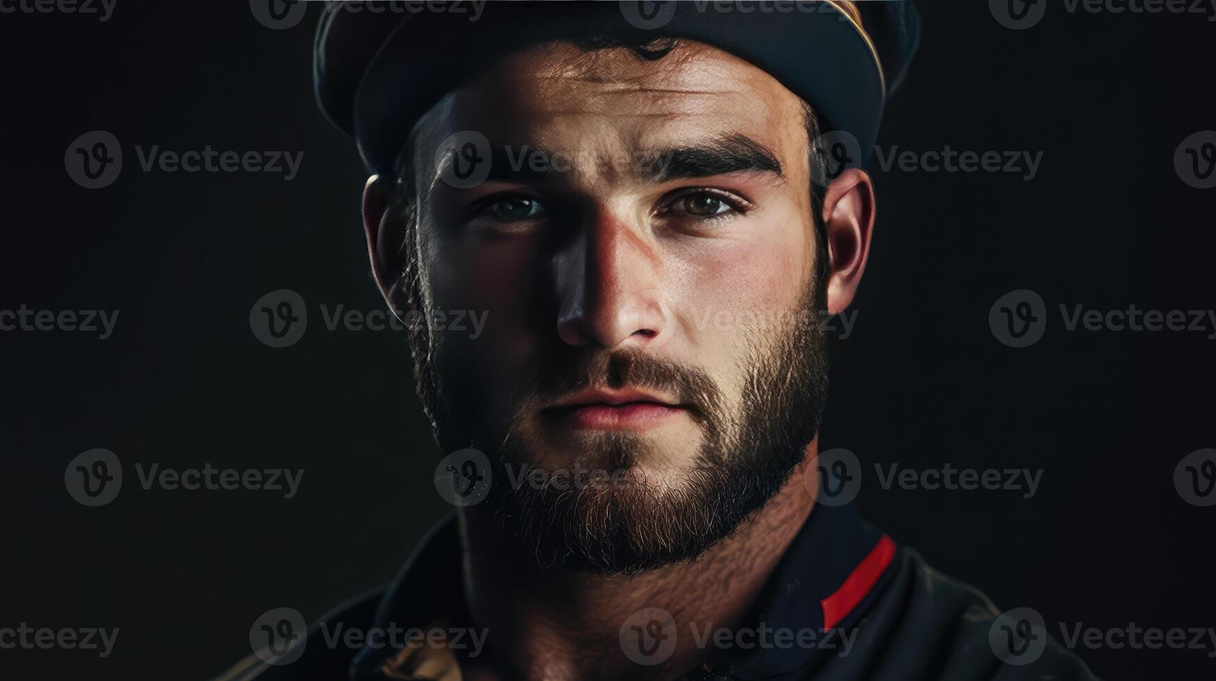 The Charismatic Rugby Player A Man of Confidence In a Beret photo