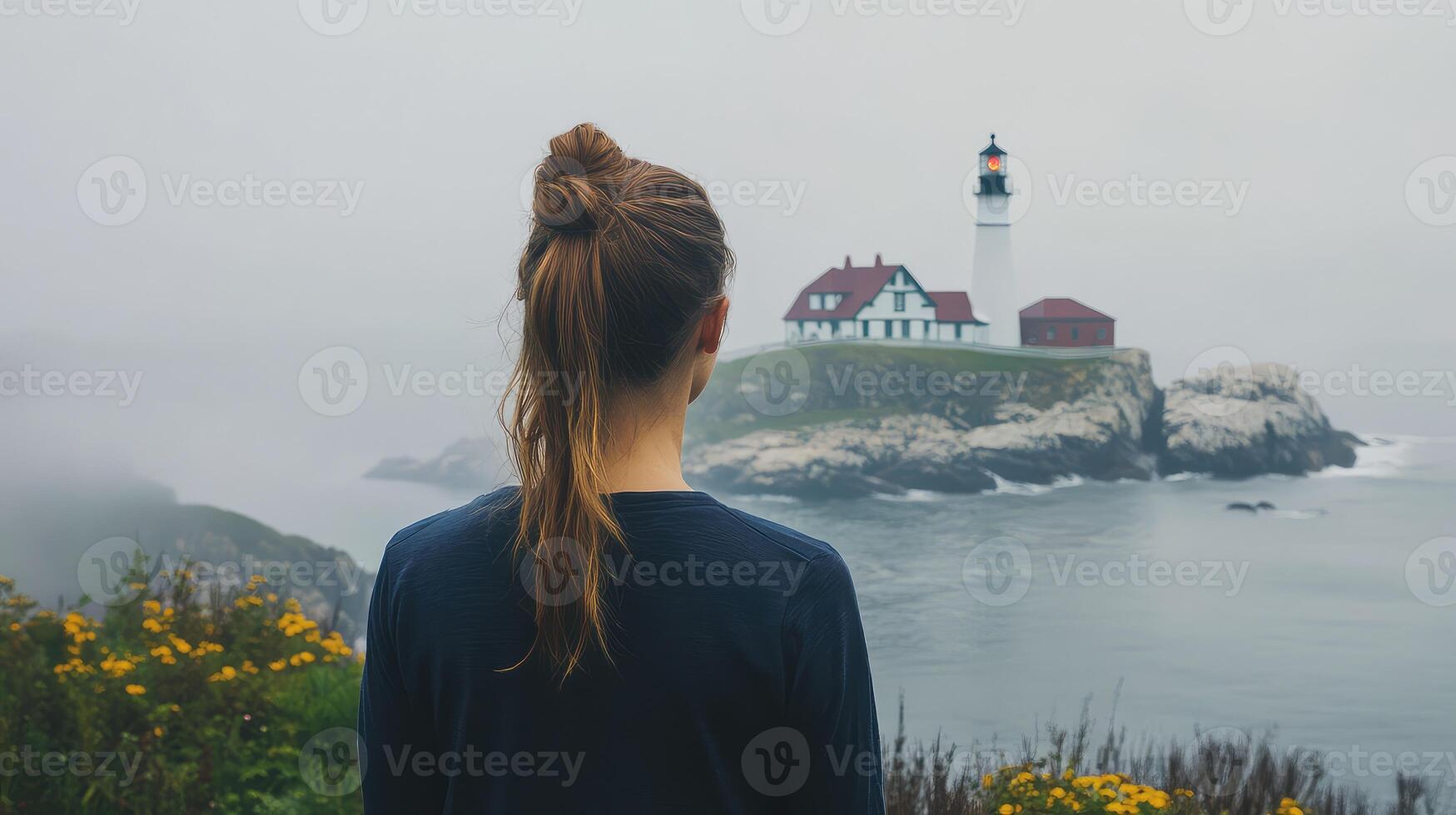 Lost in Tranquility A Coastal Portrait of Contemplation photo