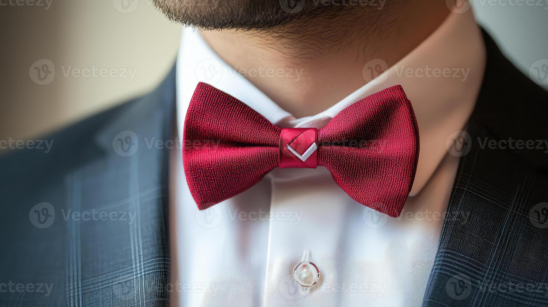 Elegant Gentleman Red Bow Tie and Check Symbol photo