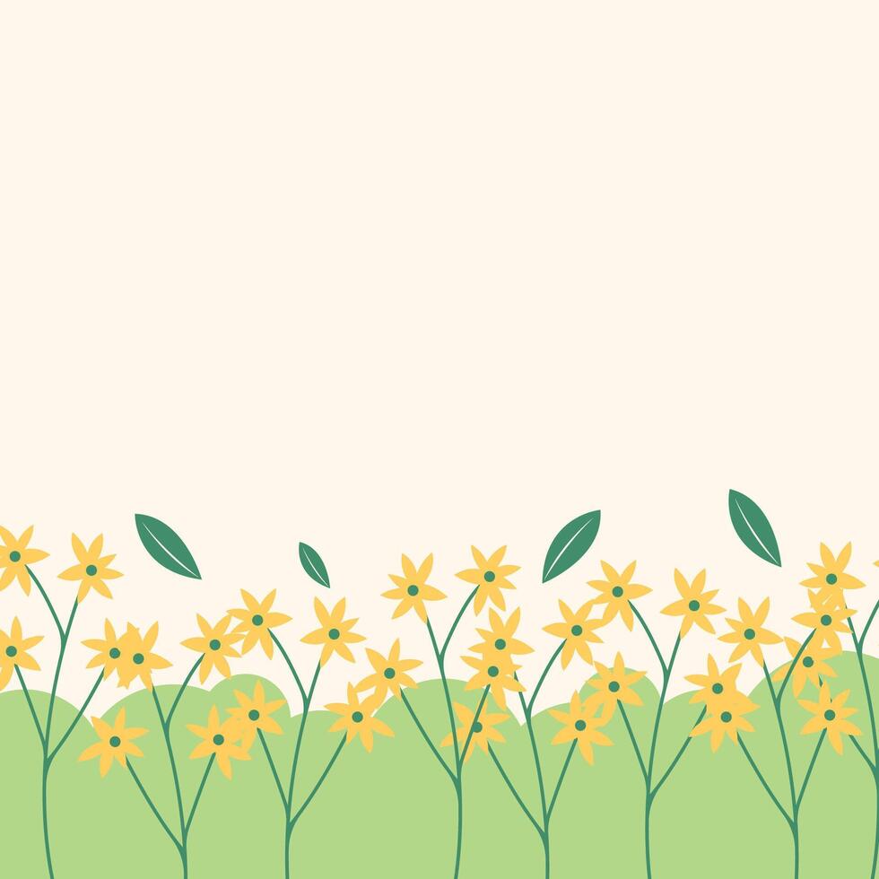Flat spring yellow flower greeting card background template vector
