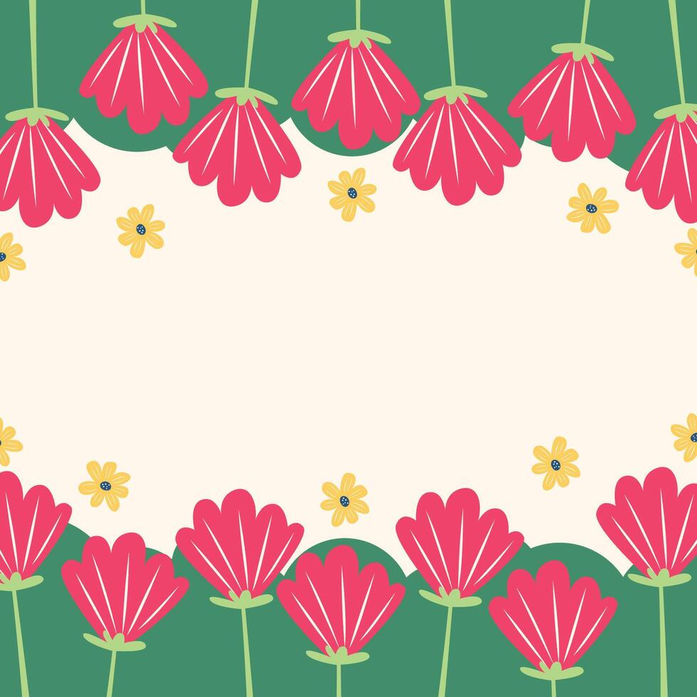Spring flowers greeting card background template vector