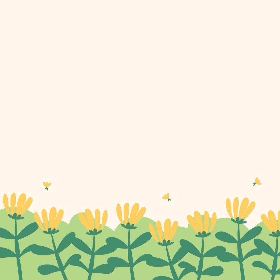 Flat spring flower greeting card background template illustration vector