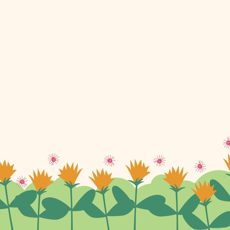 Greeting card background template of spring flower vector