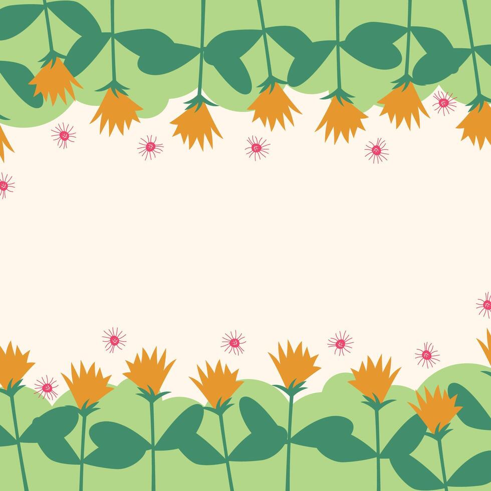 Yellow pring flower greeting card background template vector
