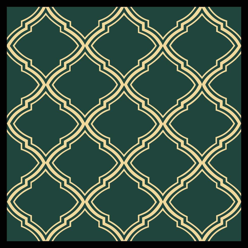 a green and gold geometric pattern with a square vector
