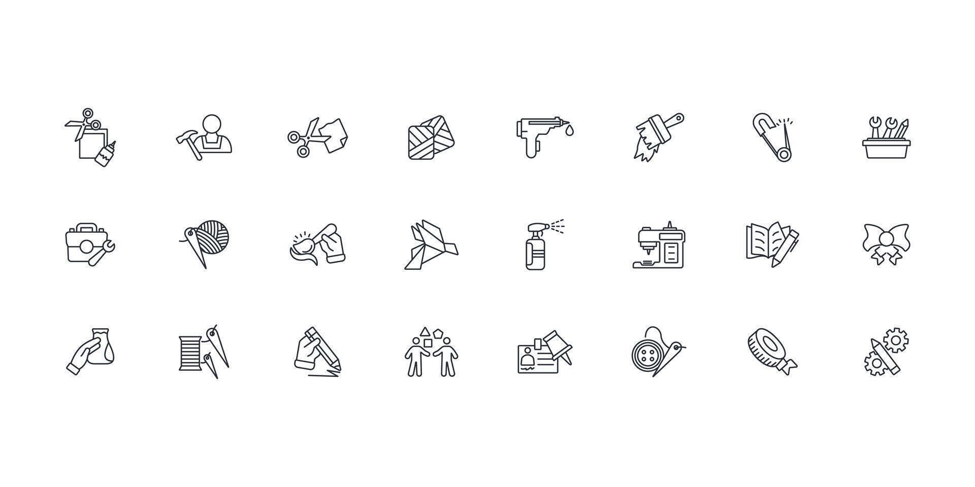 Crafting icon set..Editable stroke.linear style sign for use web design,logo.Symbol illustration. vector