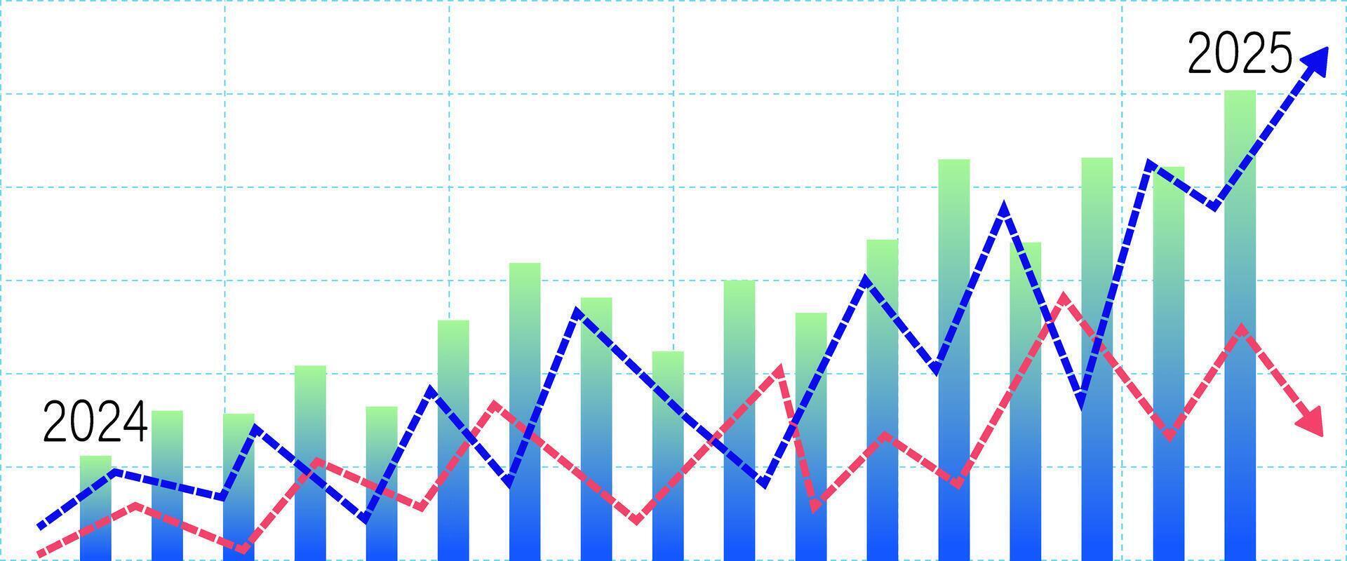 Financial graph with blue and red pointers, Business strategy, Business concept, Price increase, Price decrease vector