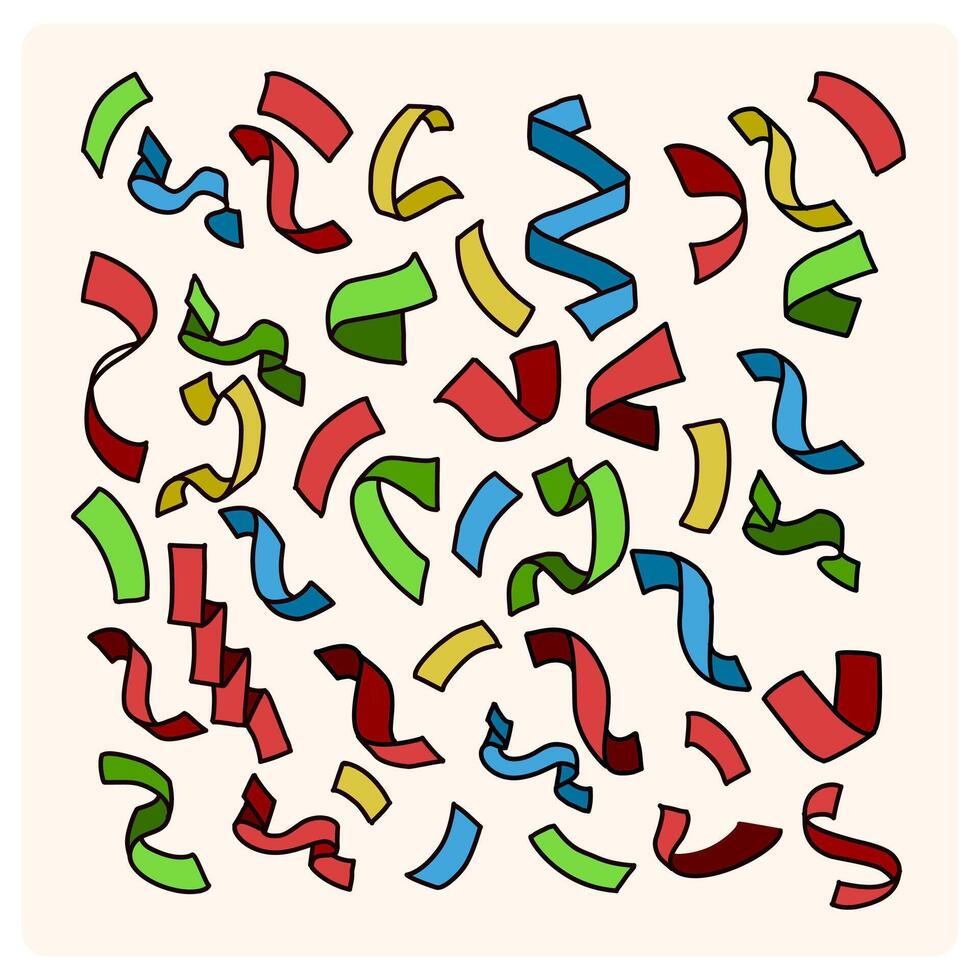 colorful confetti background with doodle style vector