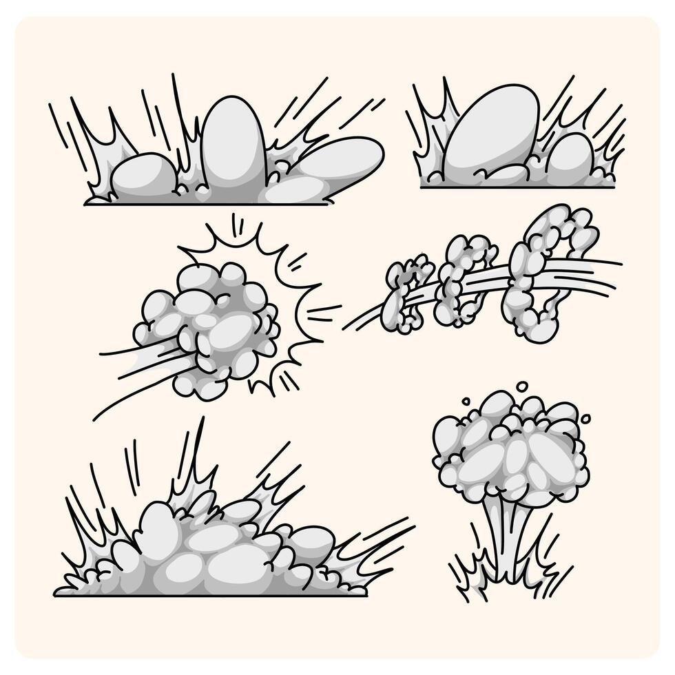 Cartoon Explosion Effects, Cartoon Smoke Clouds with background cream vector