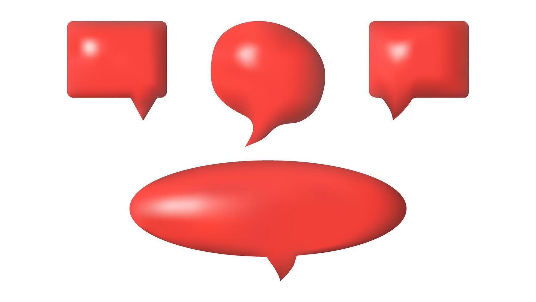 3D speech bubbles different shapes message icon. Empty text bubbles box. For social media advertising posters. isolated set. vector