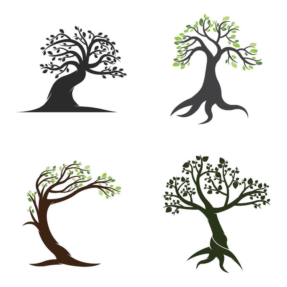 set Tree icon logo template vector