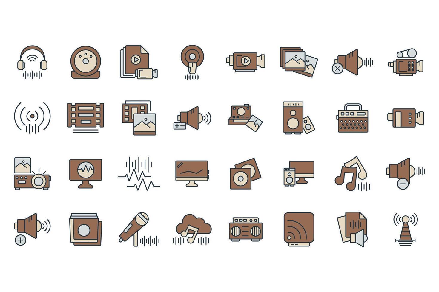 Audio icons set isolated on White Background... vector