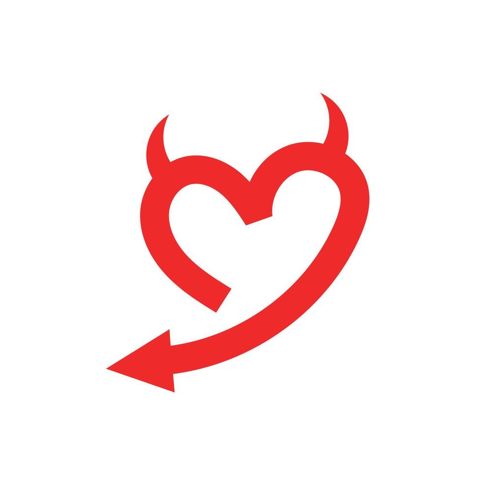 Logo love tail with horn devil vector