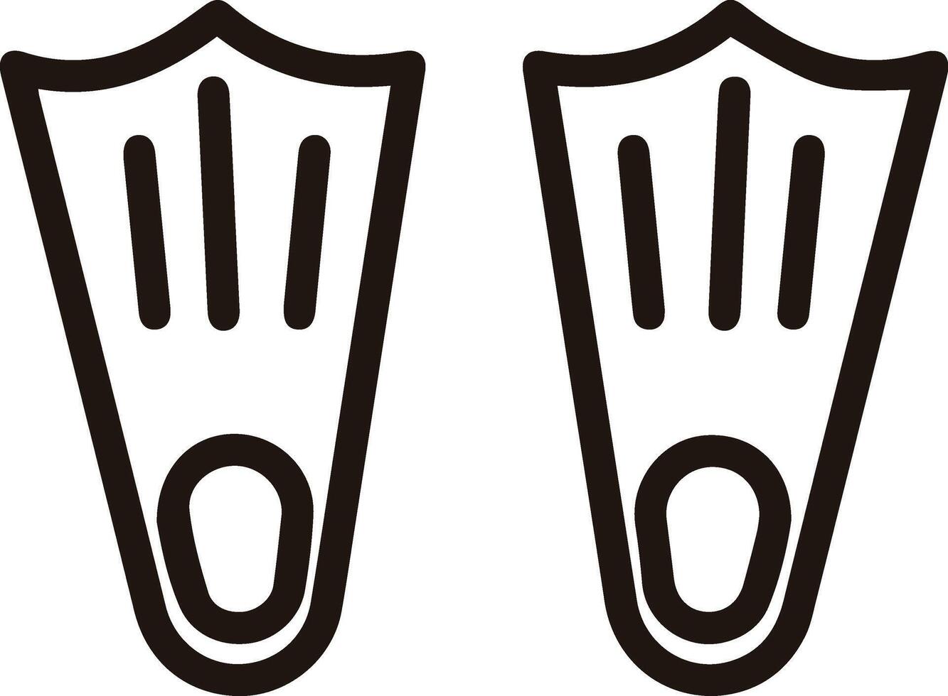 Two black and white icons of two swim fins vector