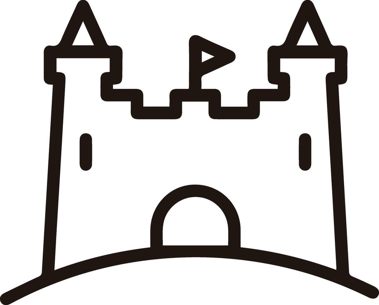 A castle icon illustration with a flag on top of it vector