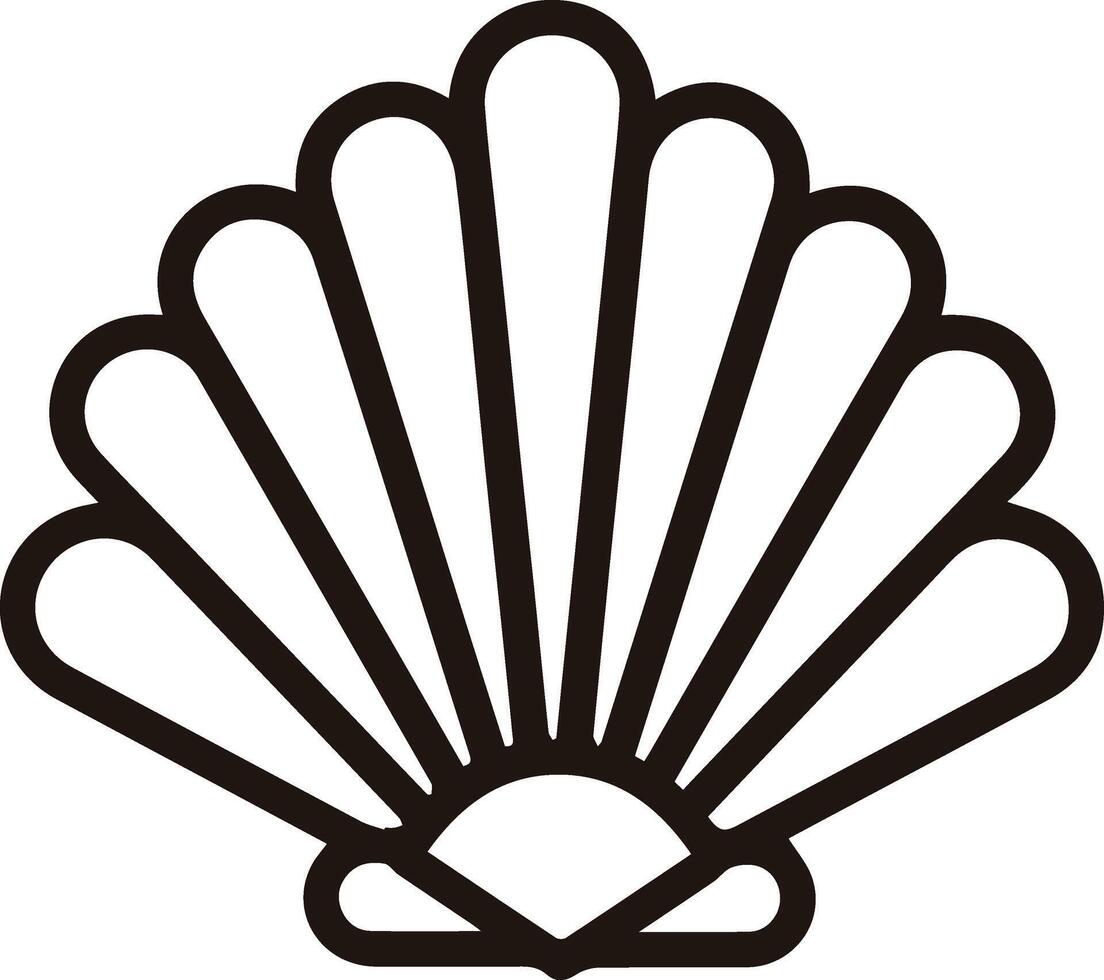 A black and white shell icon illustration vector