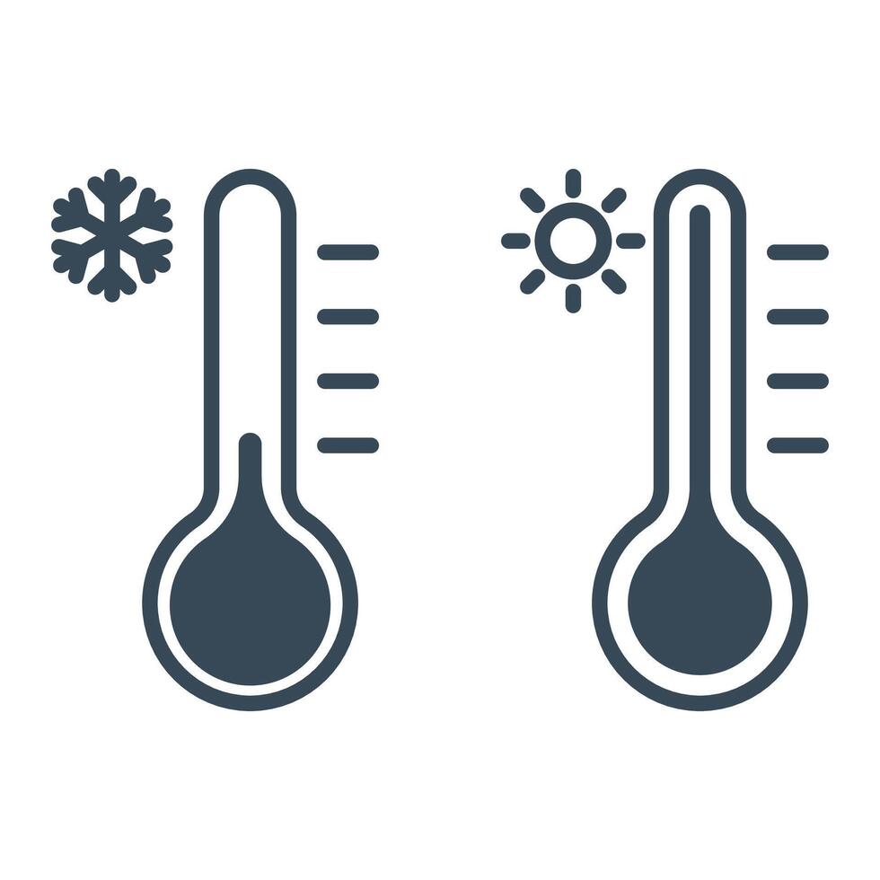 Thermometer icons set. Cold and Hot temperature vector