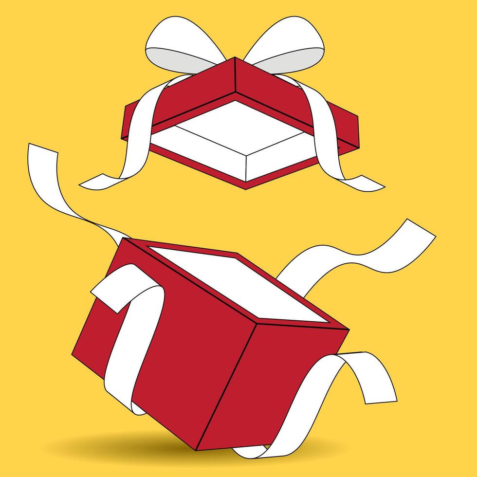 red slant open gift box vector