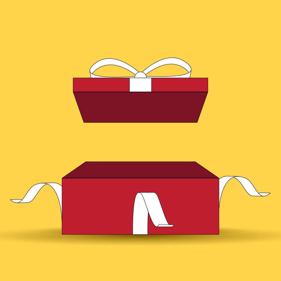 red gift box open seen from the front vector