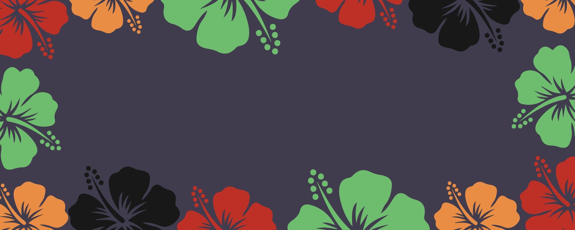 a colorful frame background with hibiscus flowers and copy space vector