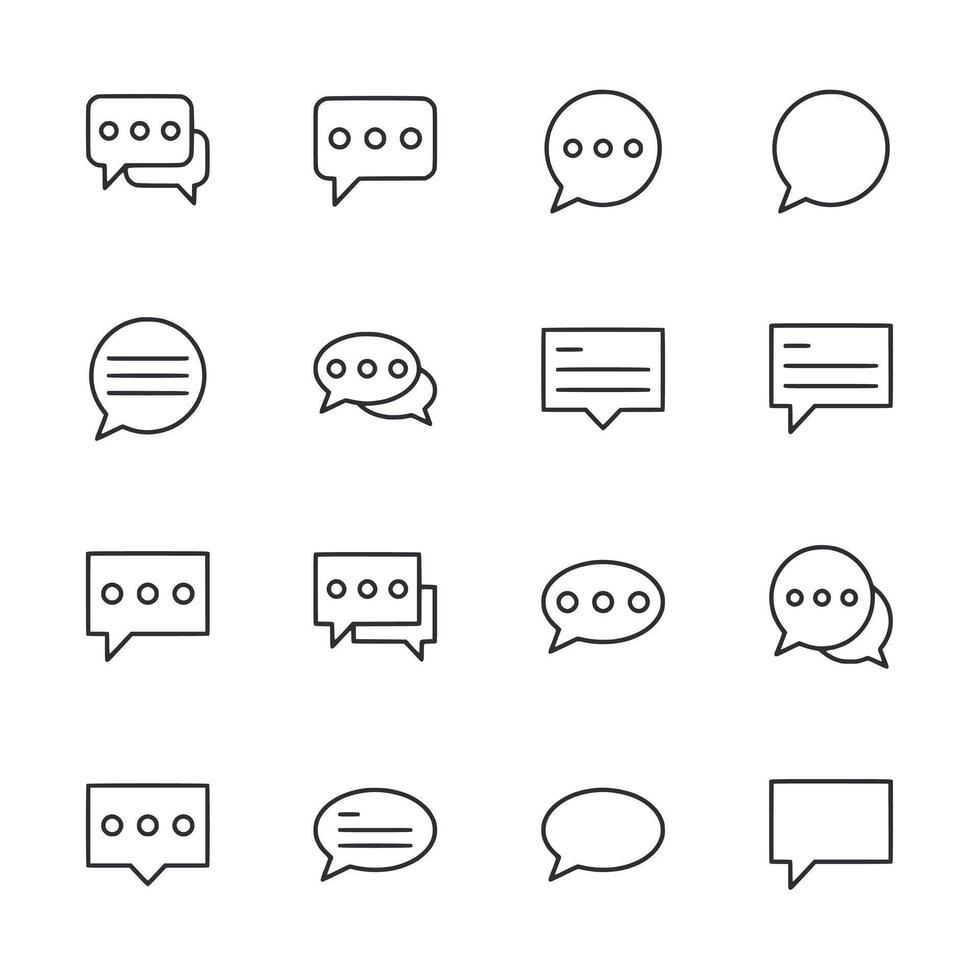 A set of white and black icons of speech bubbles vector