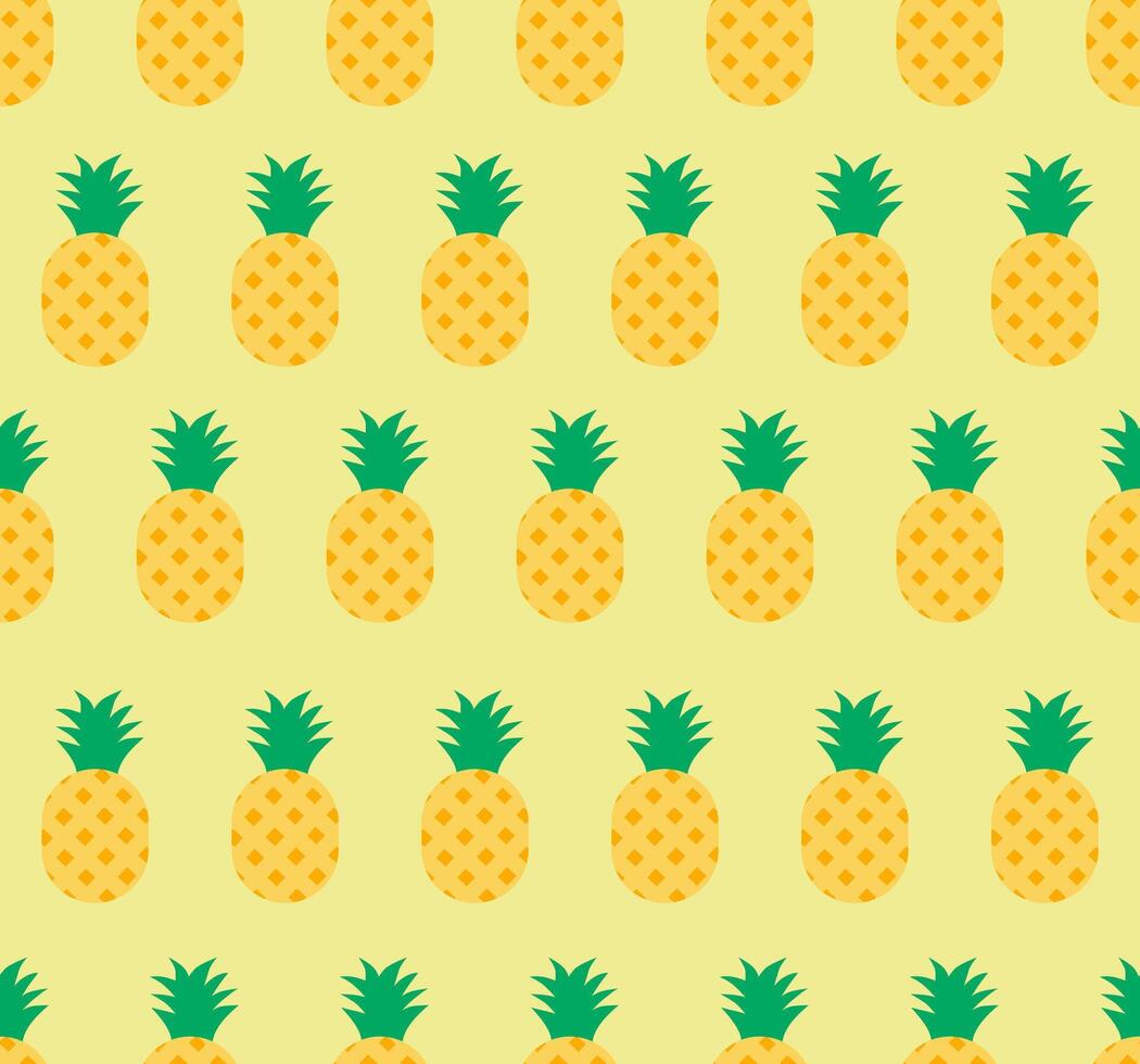 Cute seamless pattern of pineapple on yellow background. vector