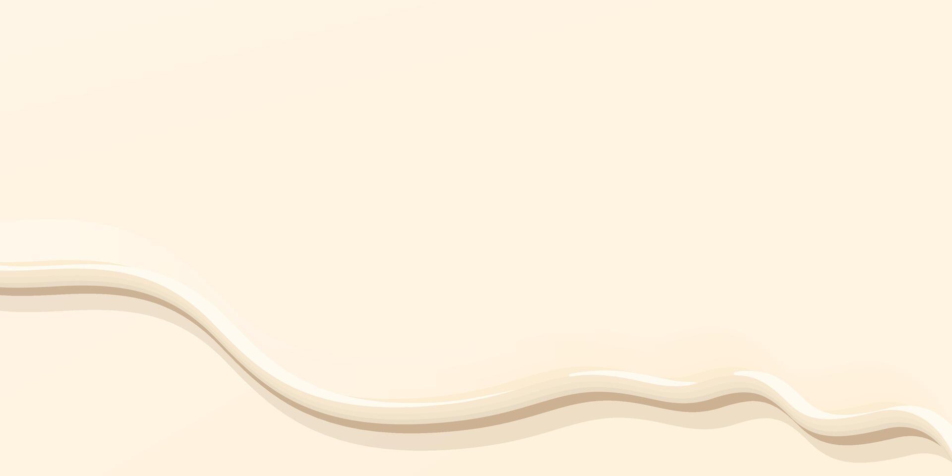 Milk based drinks flowing on cream background graphic illustration have blank space. Melted vanilla ice cream pouring. vector