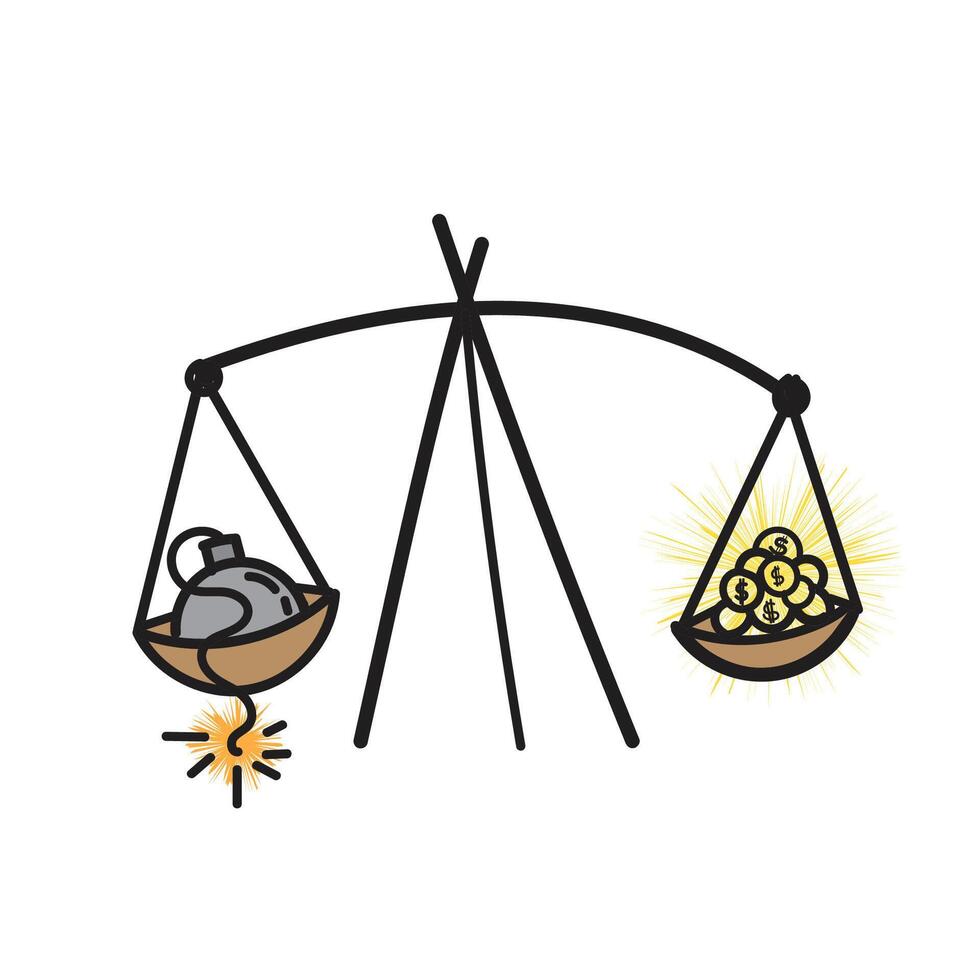 cartoon image of scales and dollar illustration of trade and business vector