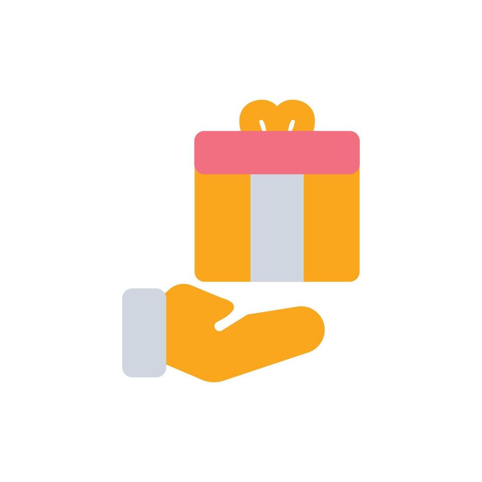 Gift box on hand icon vector