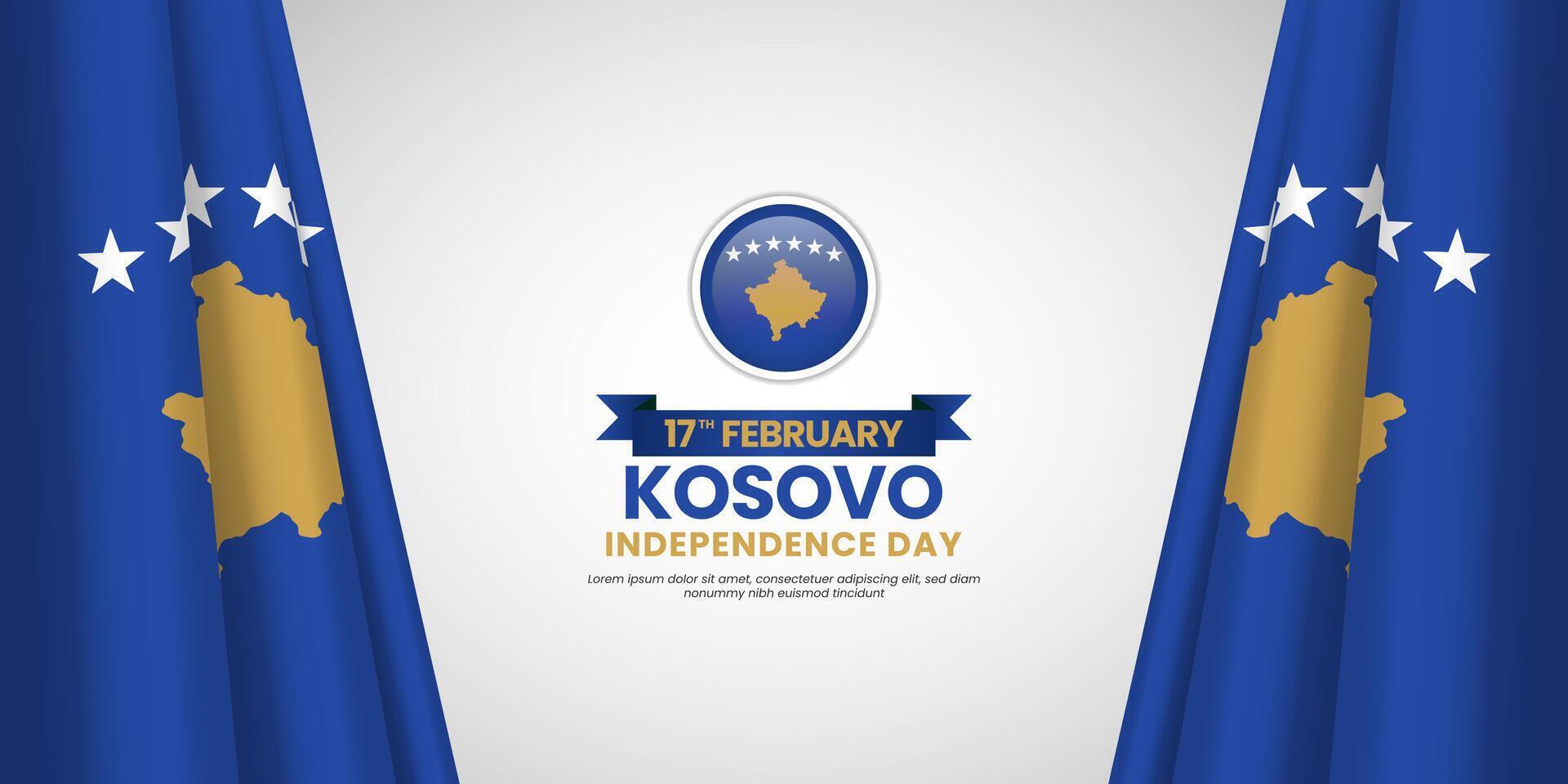 Kosovo realistic waving flag on a white background with blank space area vector
