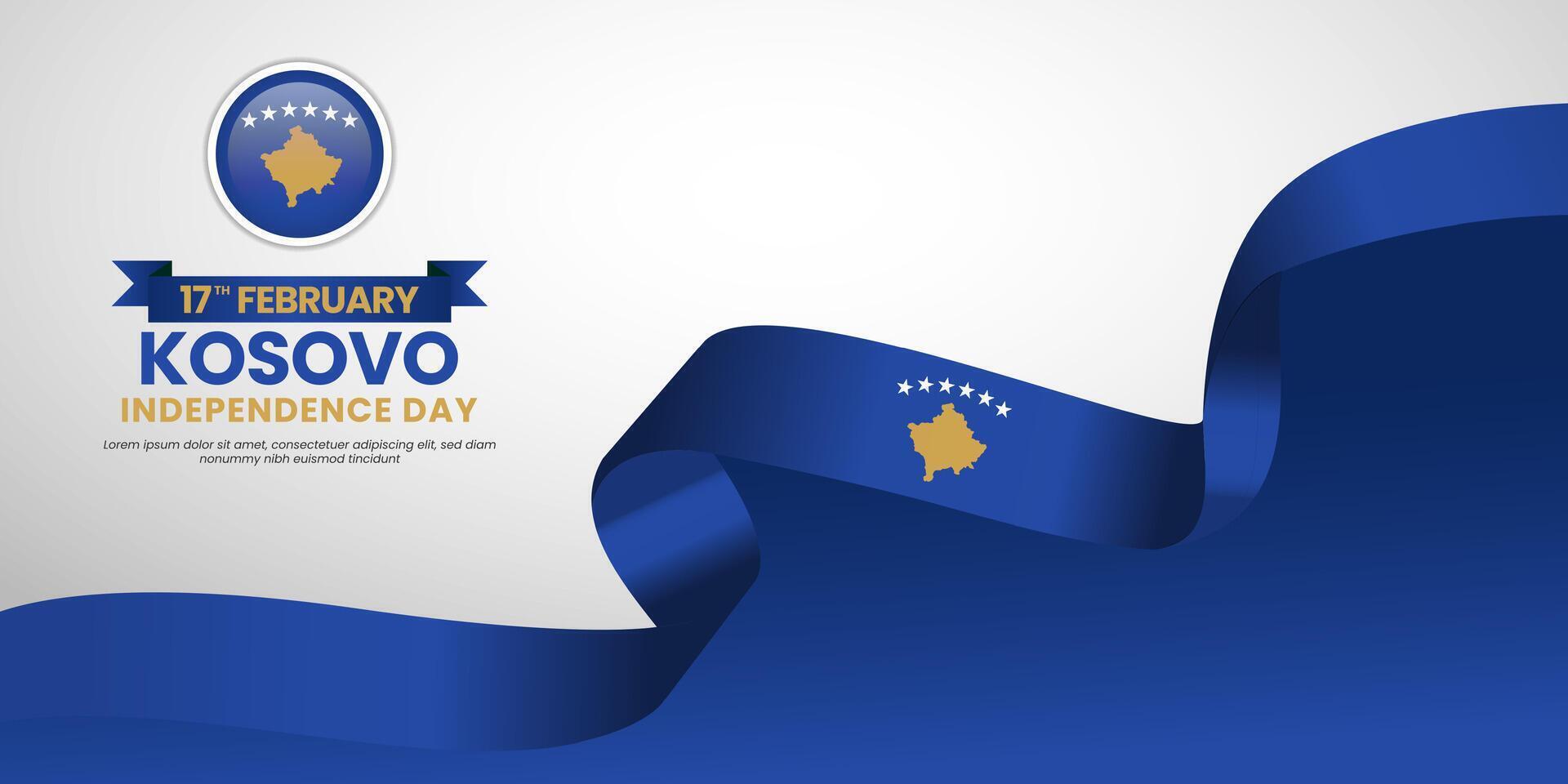 Kosovo realistic waving flag illustration background with blank space area vector