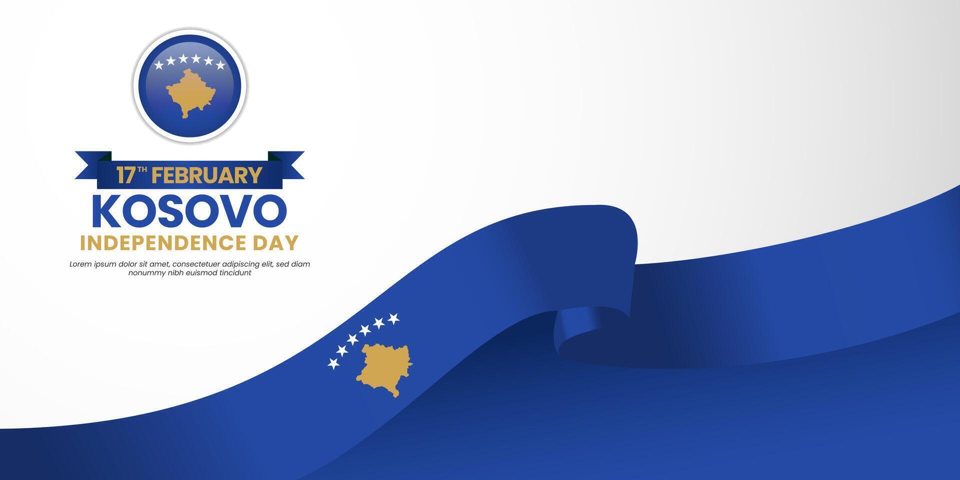 Kosovan waving flag on white background template for Kosovo independence day vector