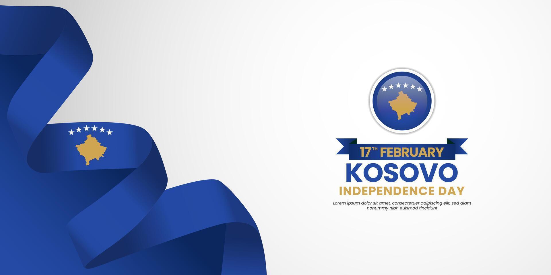 Kosovo waving flag banner background with blank space area vector