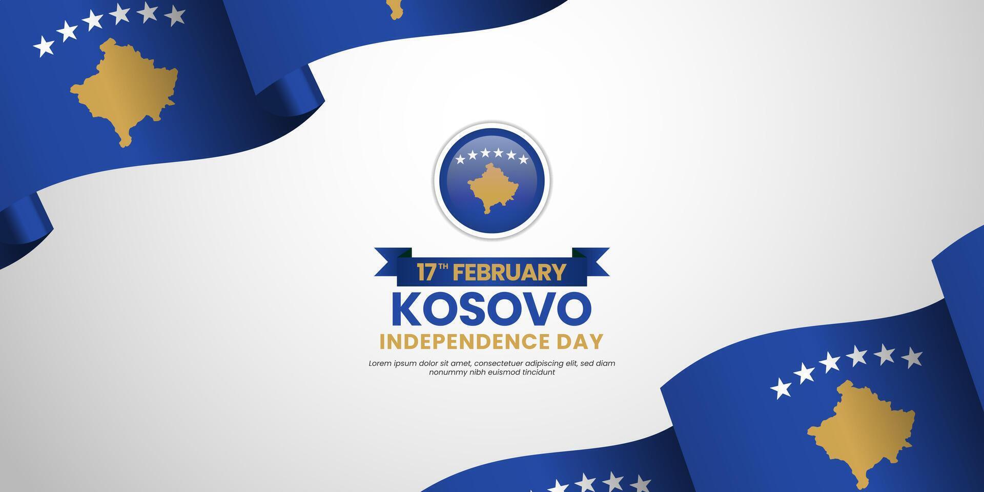 Kosovo waving flag illustration on a white background with blank space area vector