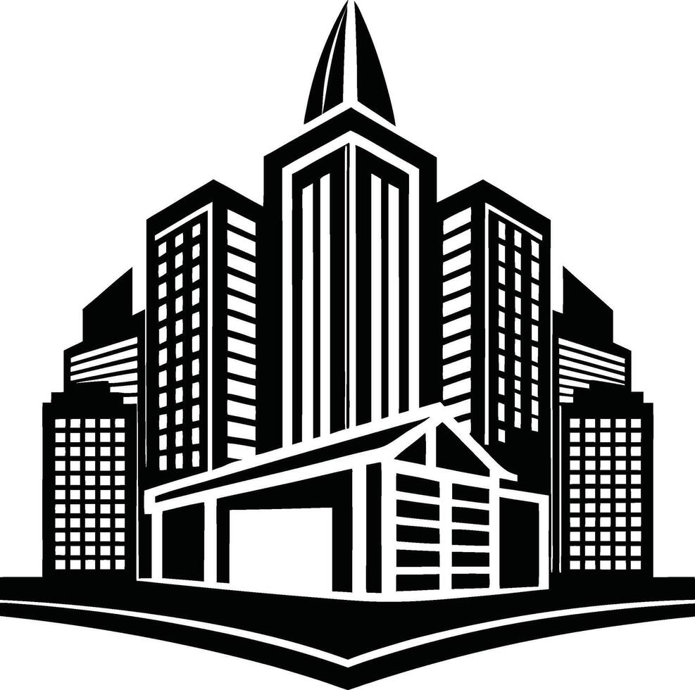 Tall Building Silhouette for Urban Themes vector