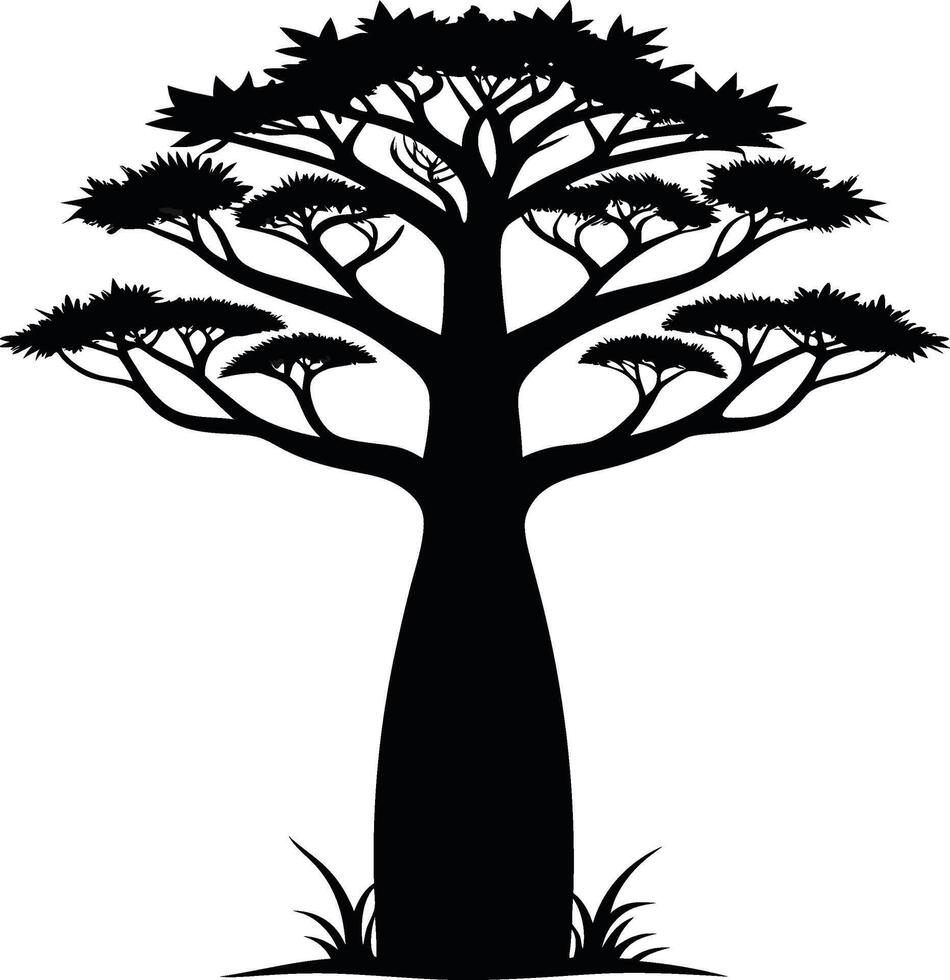 Elegant Baobab Tree Silhouette Design vector