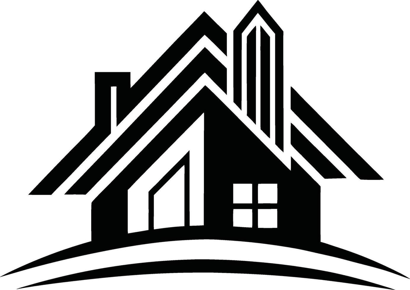 a black and white house logo vector
