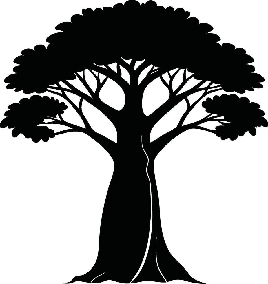 Beautiful Baobab Tree Silhouette Design vector