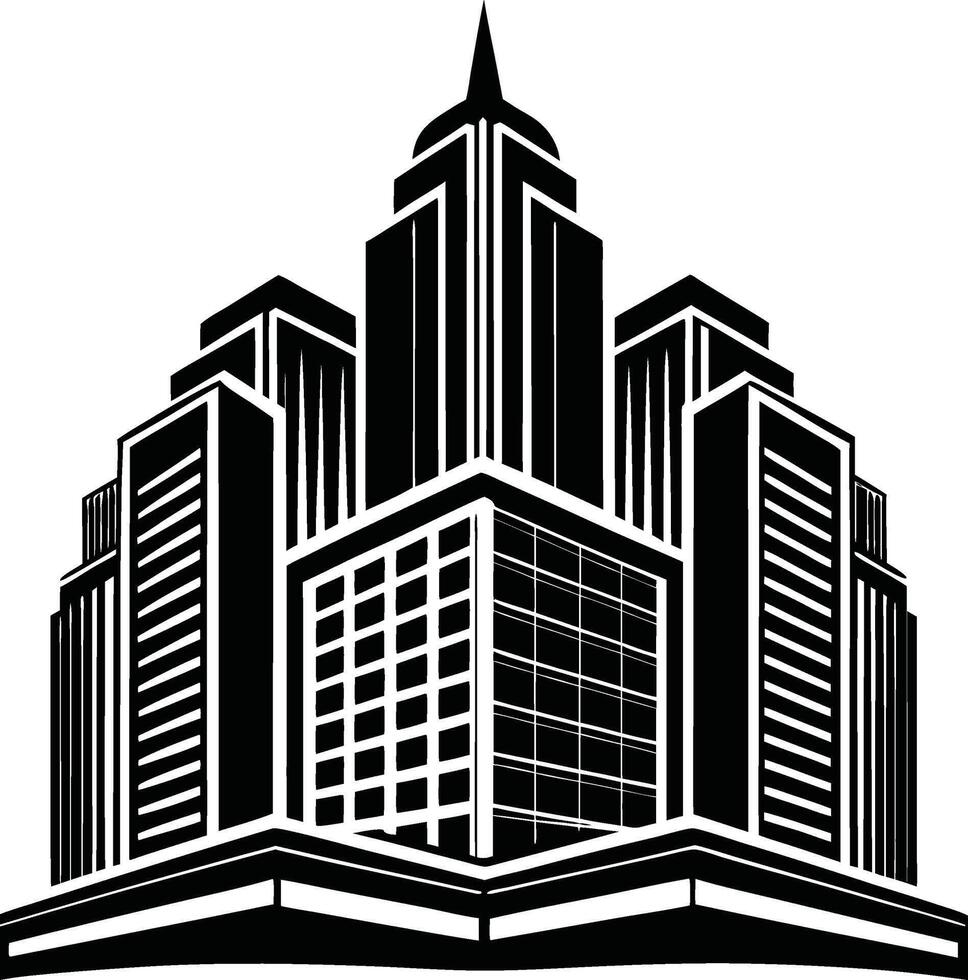 Modern City Skyscraper Silhouette Design vector