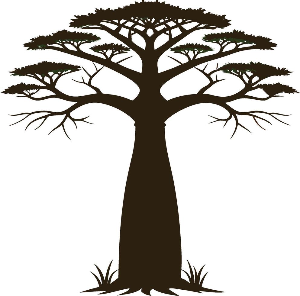 Modern Baobab Tree Silhouette Design vector