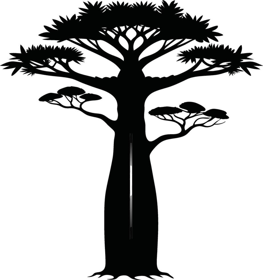 Tribal Style Baobab Tree Silhouette vector