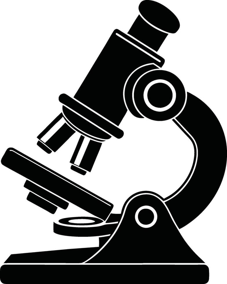 Detailed Microscope Silhouette for Science Posters vector