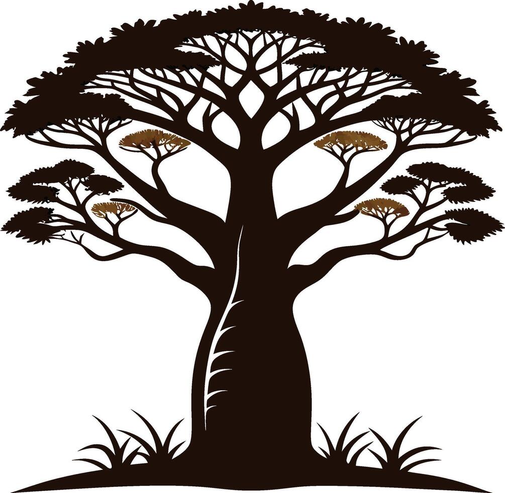 Earthy Baobab Tree Silhouette Design vector
