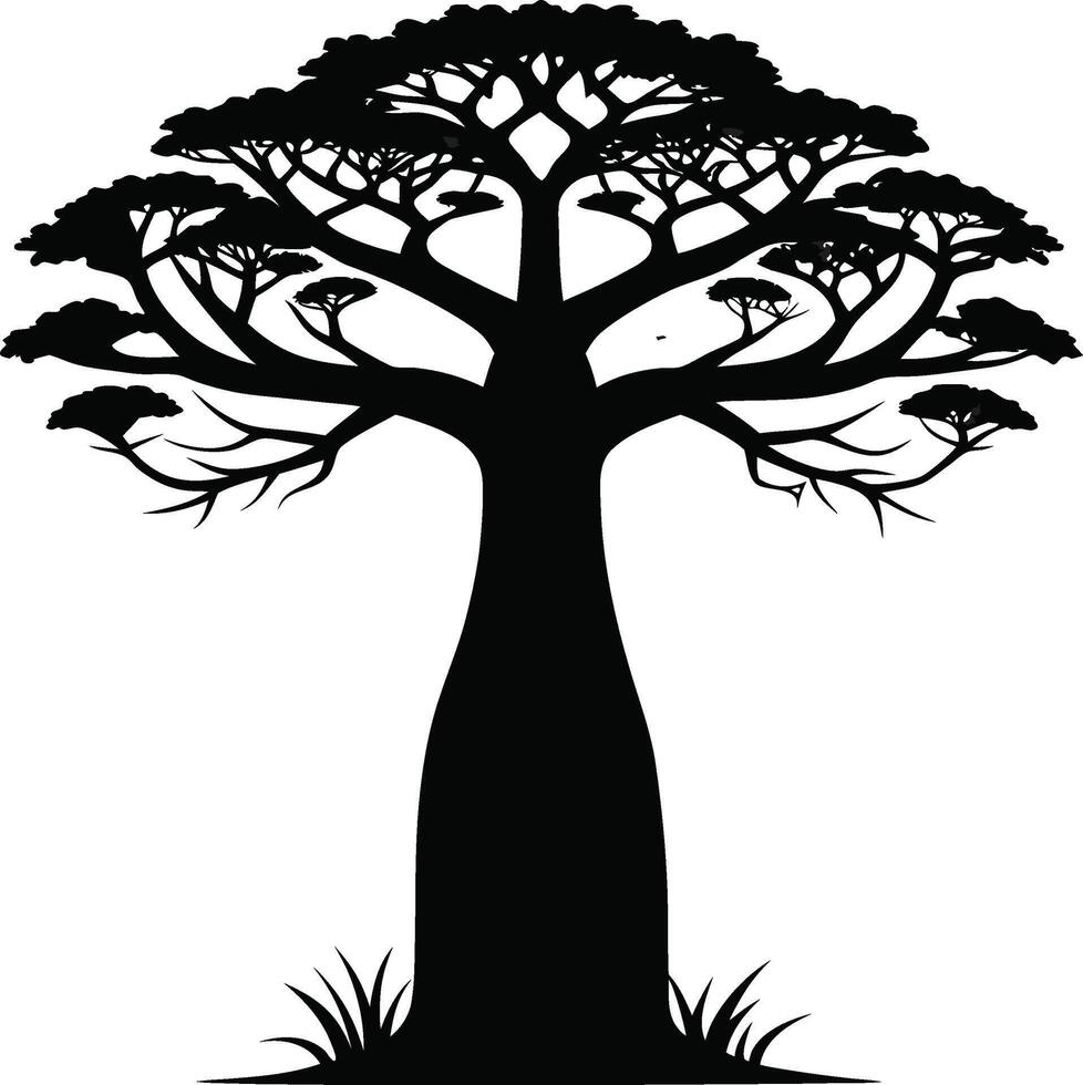 Stylish Baobab Tree Silhouette vector