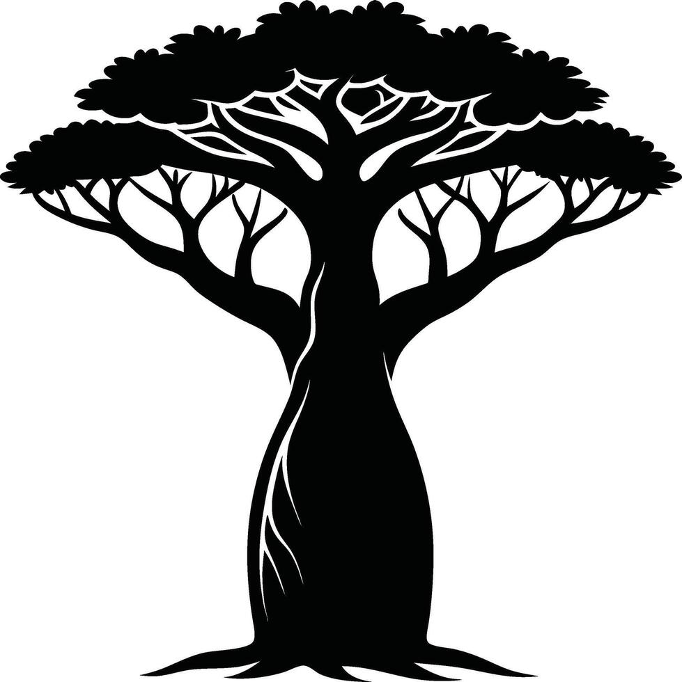 Iconic Baobab Tree Silhouette vector
