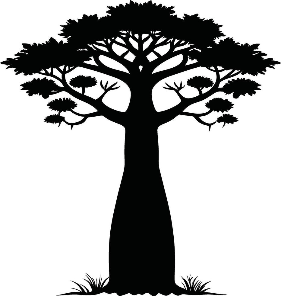 Baobab Tree Icon with Silhouette Style vector