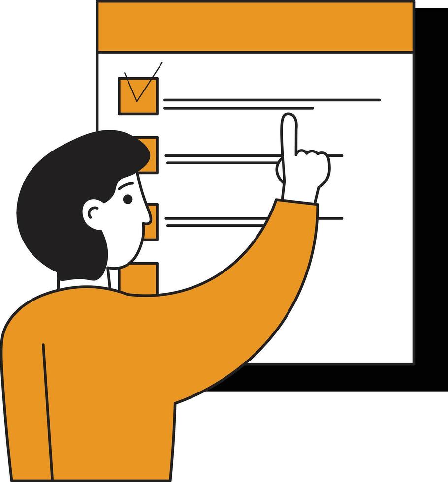 Person Pointing at Checklist Graphic vector