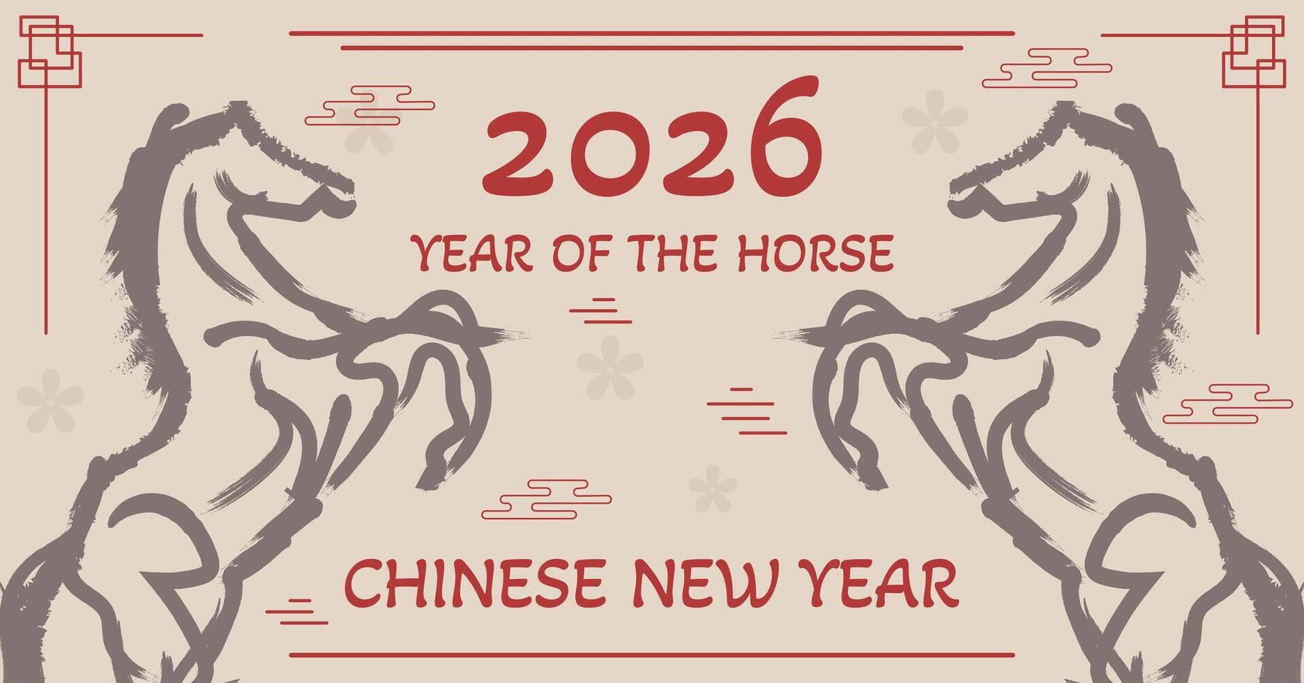 Happy new year 2026, Chinese new year banner with chinese ornaments vector