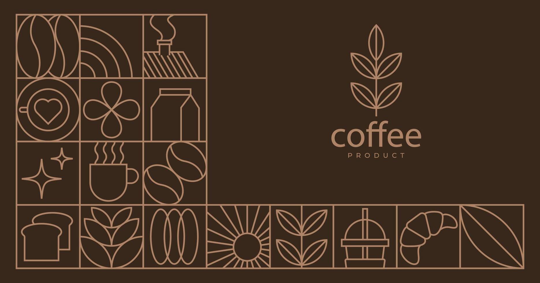 Brandding packaging design, coffee product pattern background, geometric coffee design element vector